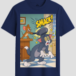 Classic Cartoon Smack Cat and Mouse Graphic T-Shirt
