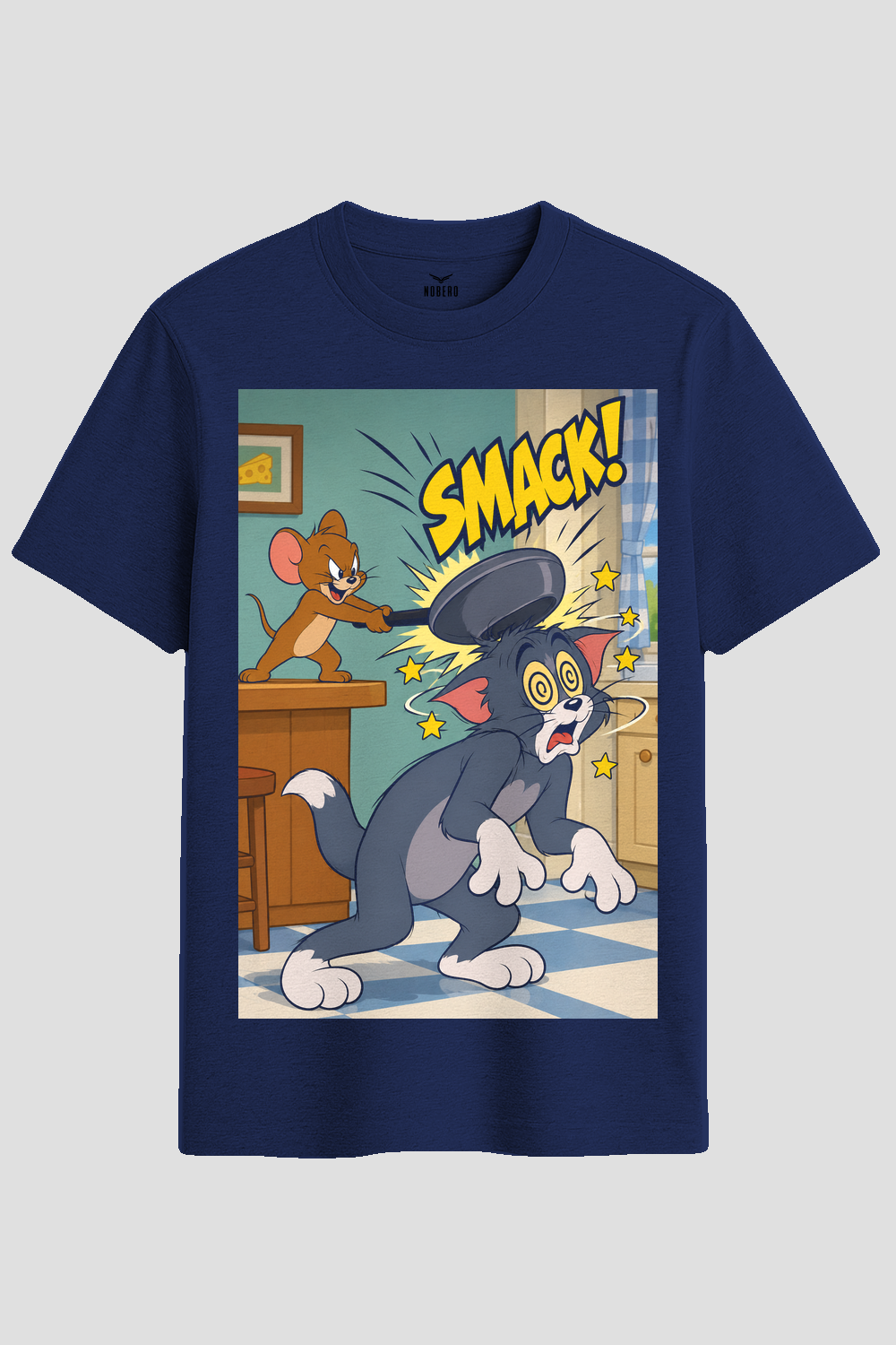 Classic Cartoon Smack Cat and Mouse Graphic T-Shirt