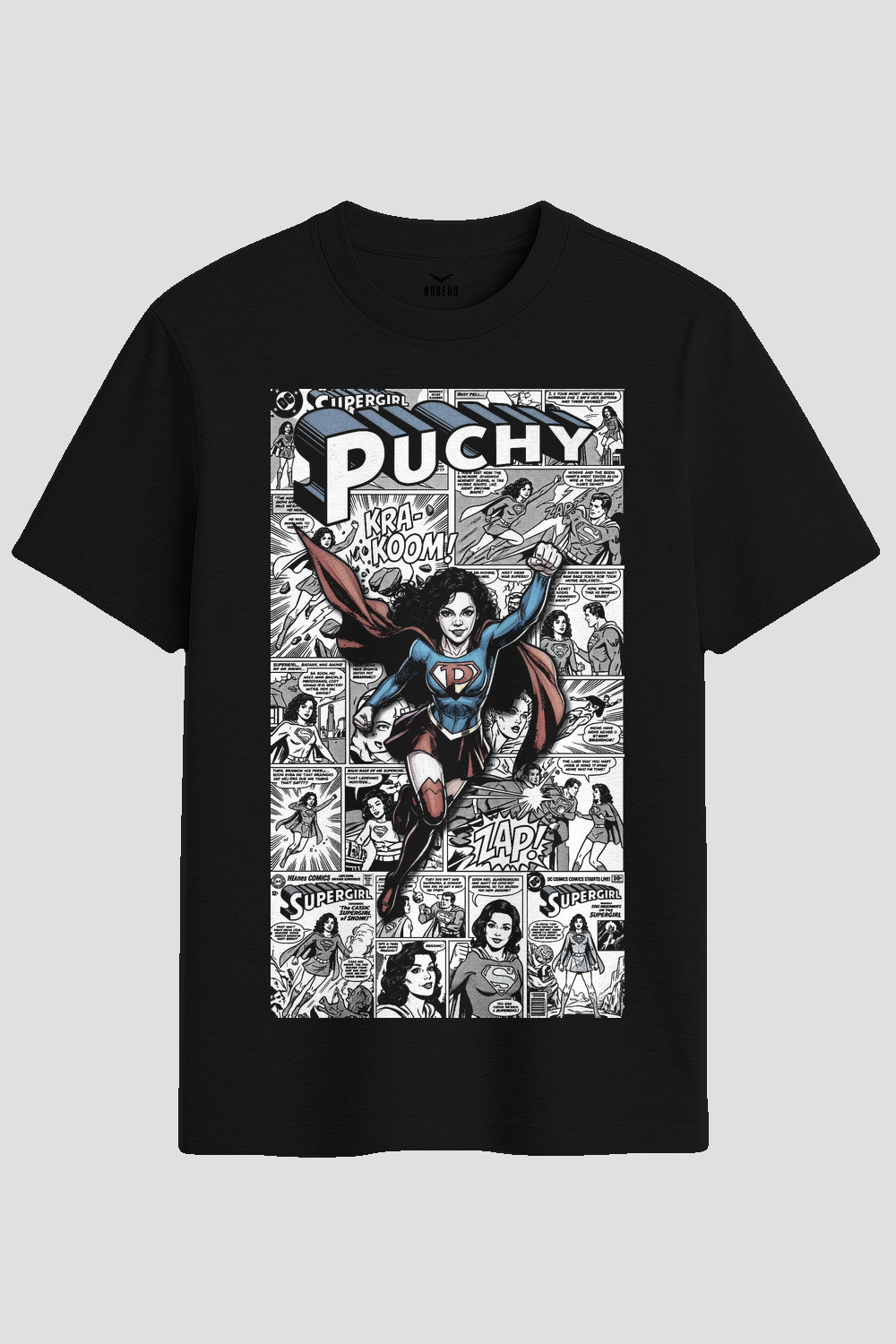 Vintage Superhero Comic Strip Graphic T-Shirt