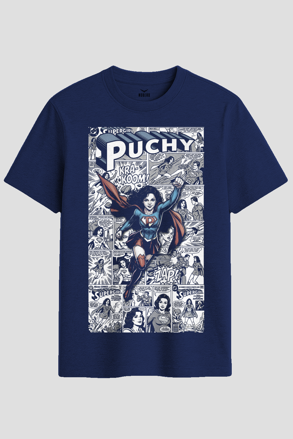 Vintage Superhero Comic Collage Graphic T-Shirt