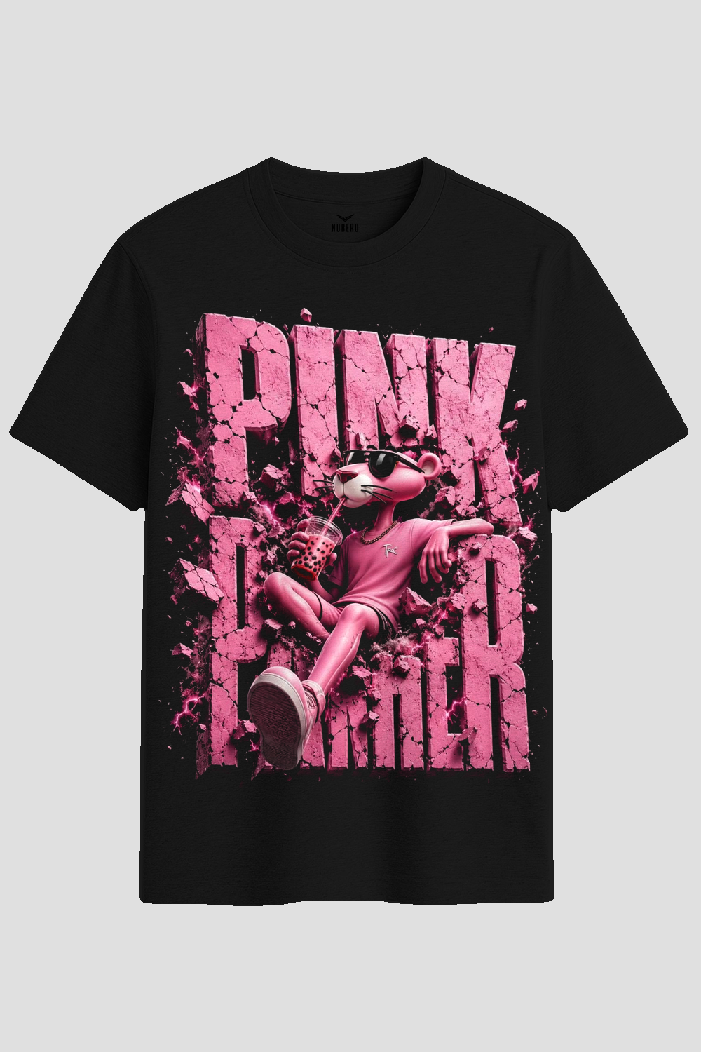 Chillin Pink Panther Boba 3D Graphic T-Shirt