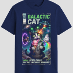 Galactic Cat Retro Sci-Fi Comic Graphic T-Shirt