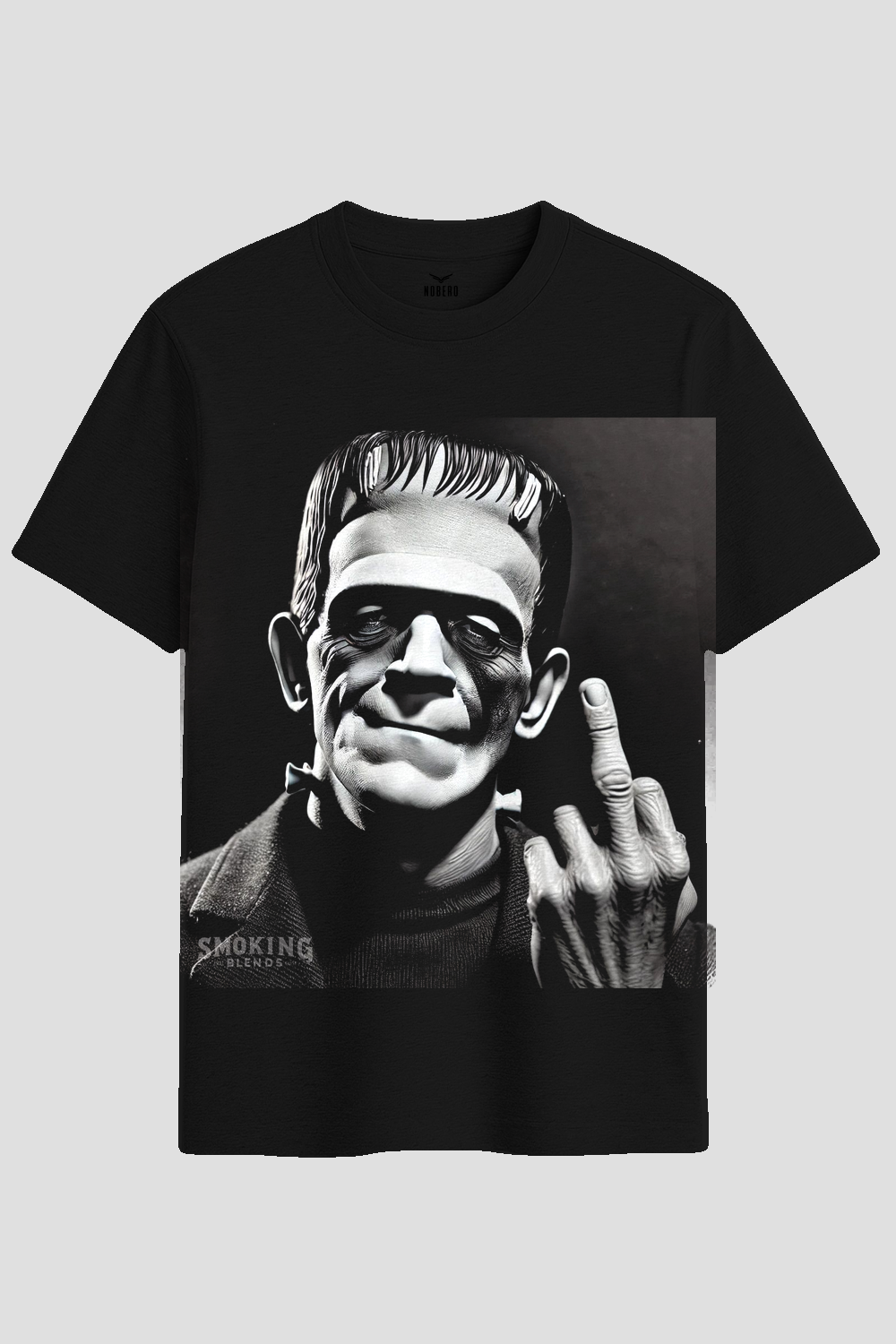 Edgy Frankenstein Middle Finger Graphic T-Shirt