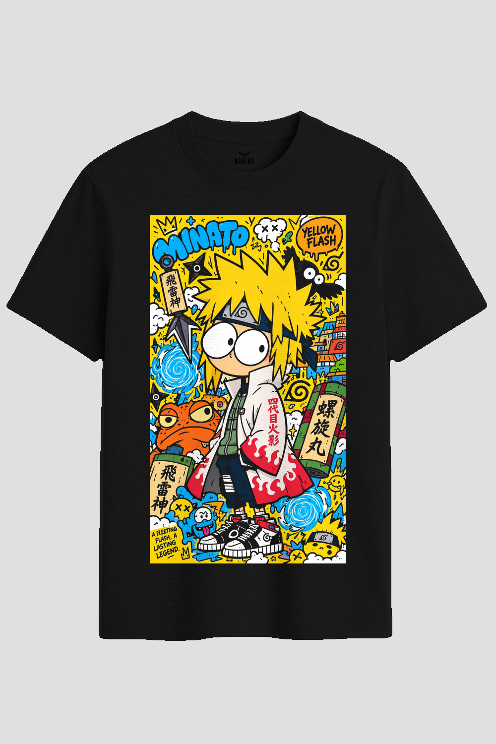Minato Yellow Flash Anime Doodle Graphic T-Shirt