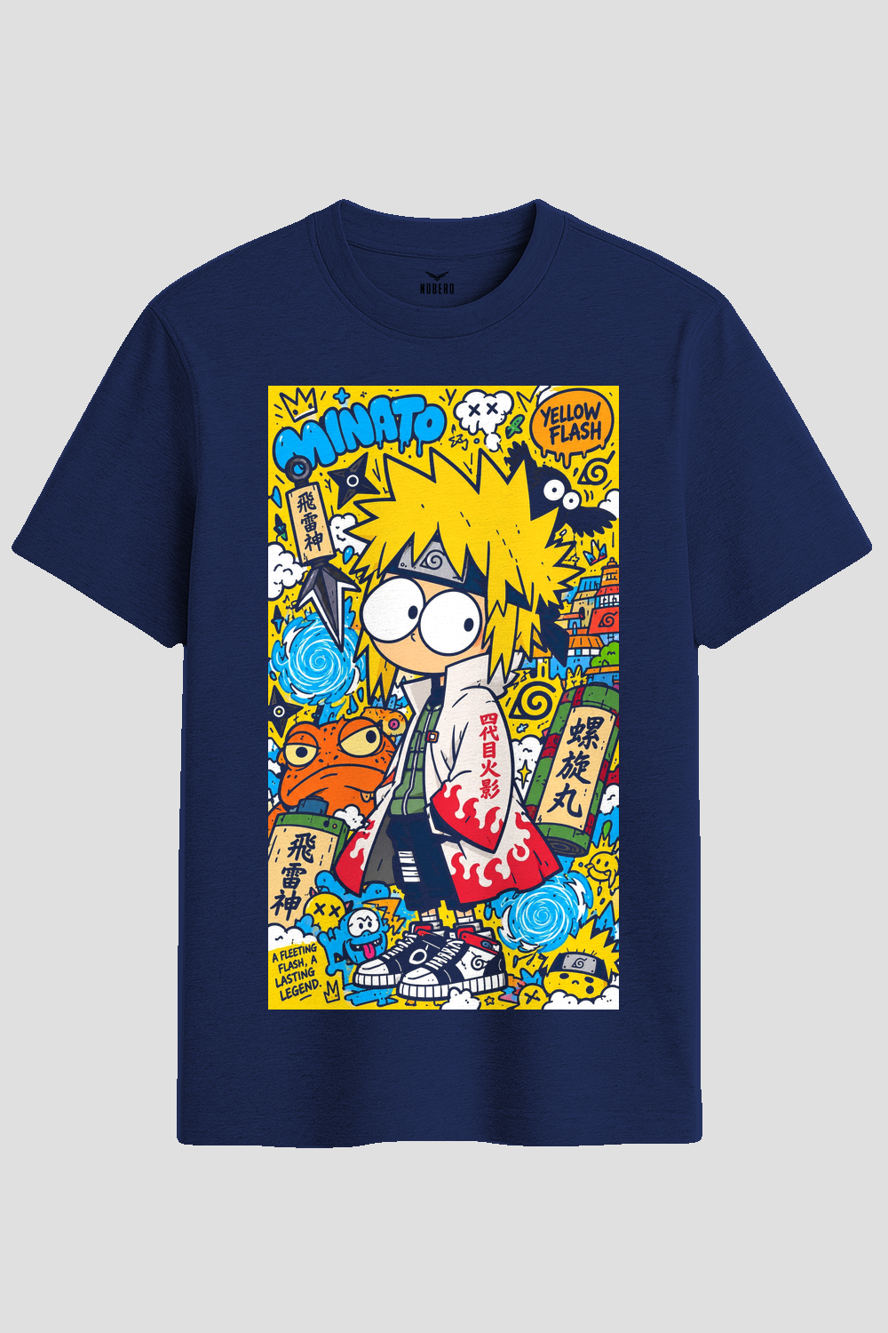 Minato Yellow Flash Anime Doodle Graphic T-Shirt
