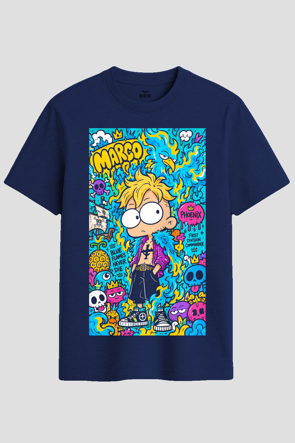 Anime Phoenix Marco Graffiti Doodle Graphic T-Shirt