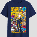 Black Leg Sanji Doodle Graphic Anime T-Shirt