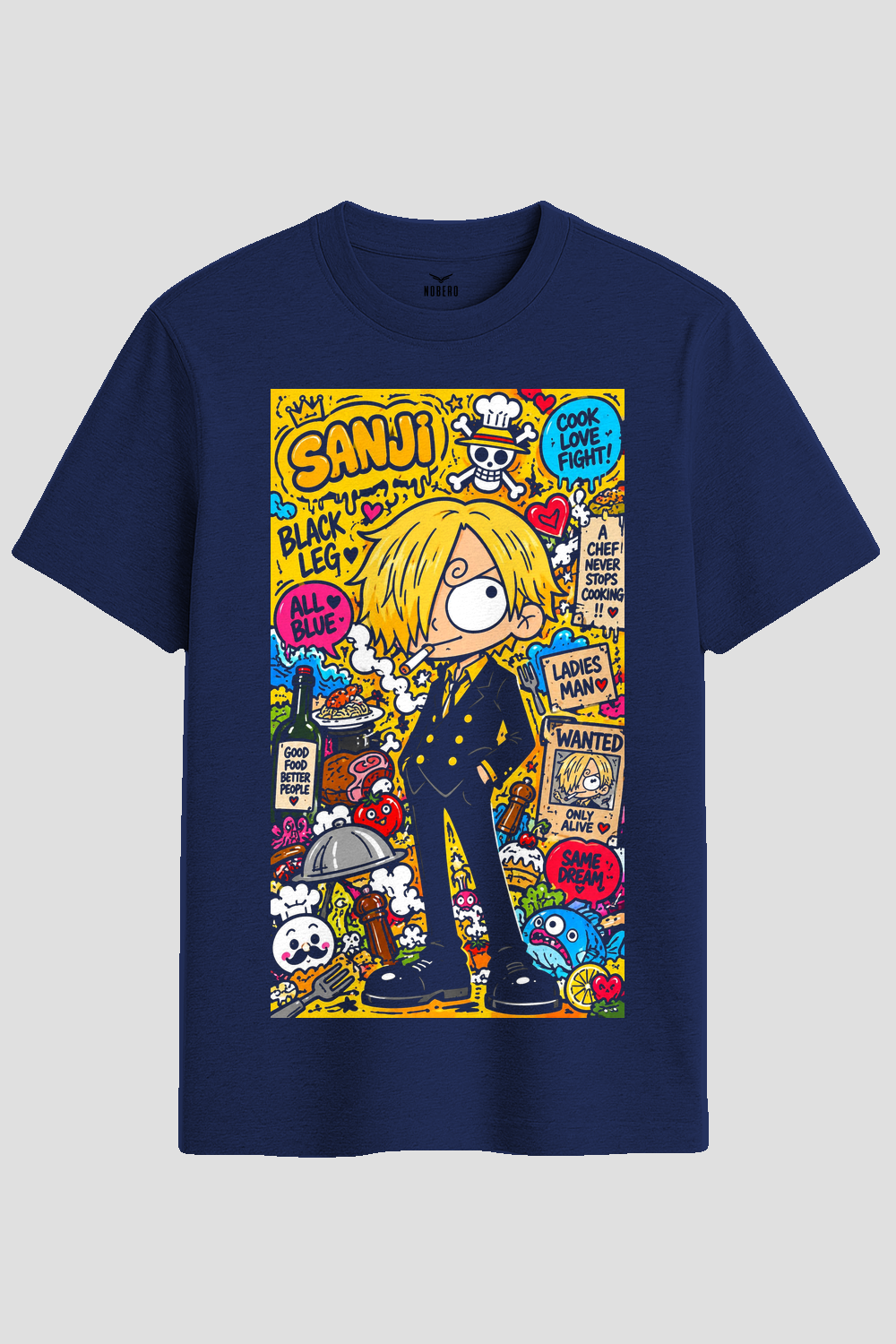 Black Leg Sanji Doodle Graphic Anime T-Shirt