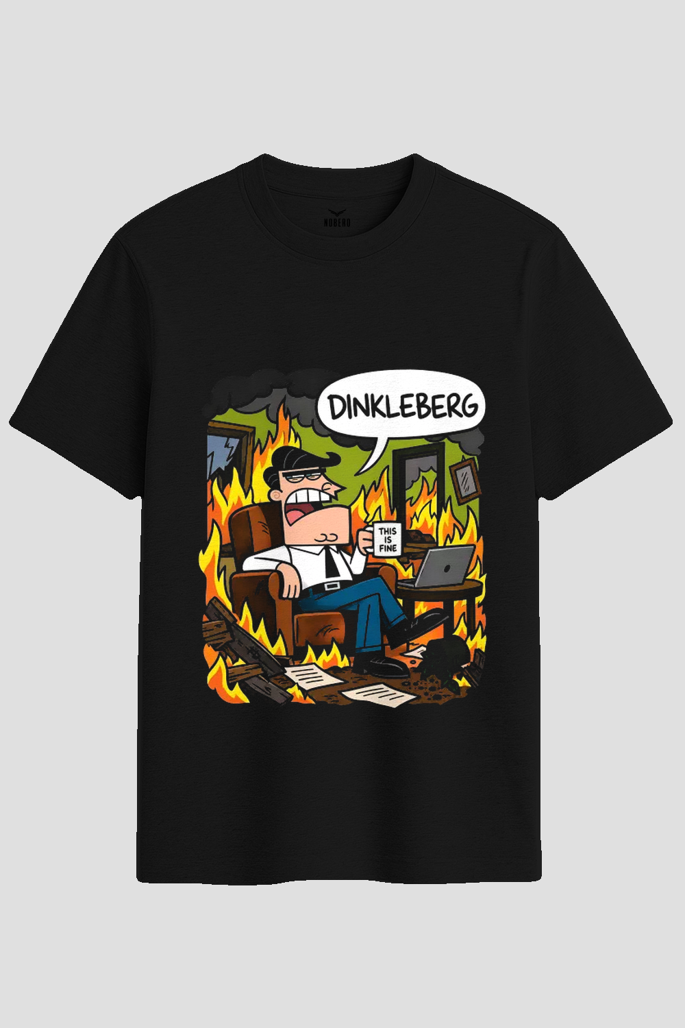 Dinkleberg This Is Fine Meme Graphic T-Shirt