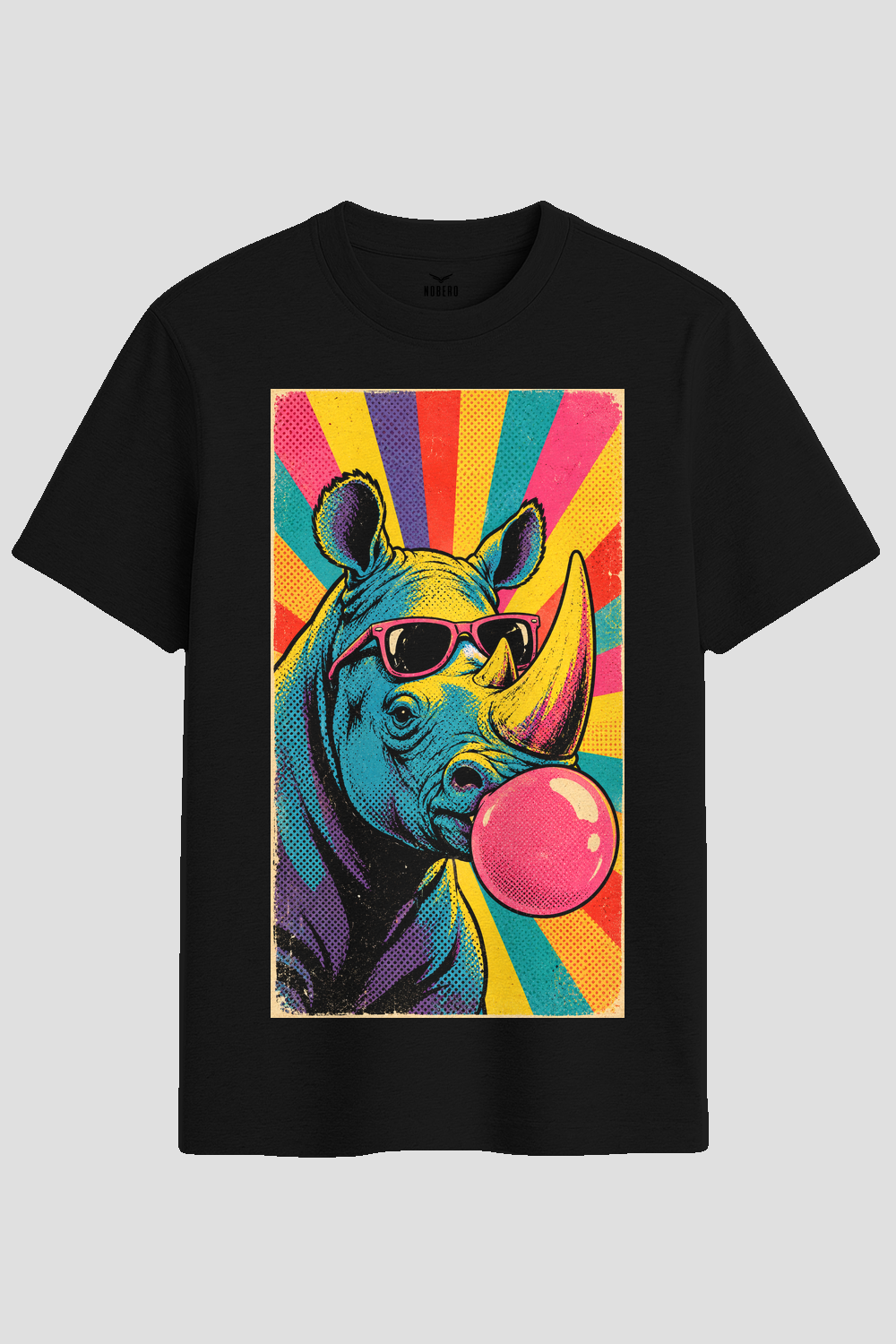 Retro Bubblegum Rhino Graphic T-Shirt