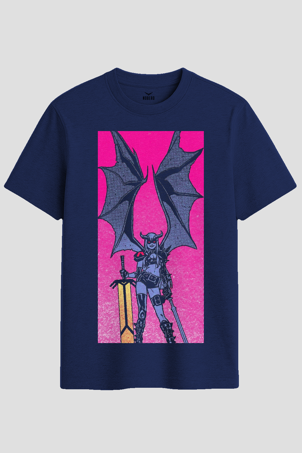 Gothic Winged Demon Warrior Graphic T-Shirt